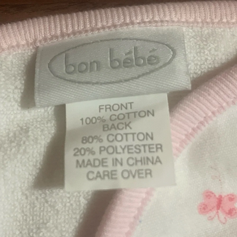 Bon Bebe Pink Butterfly Baby Bib Set One Size Cotton Blend